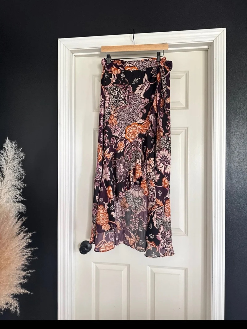 Anthropologie Maeve Ruffled True Wrap Floral Flowy Maxi Skirt size Medium - Picture 2 of 12